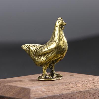 Brass Chicken Figurine Handcrafts Lifelike Funny Presents Small Animal Sculpture Hen Statue Elegant