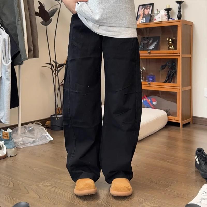 Army Green Washed Cotton Tooling Pants Men's and Women's Summer Thin Scimitar Jeans American Wide-leg Trousers