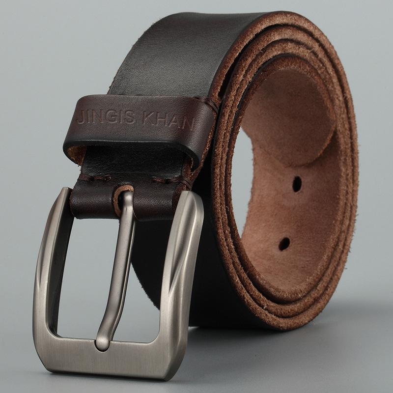 

Мужской ремень из натуральной кожи с пряжкой из натуральной коровьей кожи первого слоя, повседневный ремень ручной работы в стиле ретро для мужчин из коровьей кожи 105cm