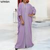 VONDA Summer Women Half Batwing Sleeve Patchwork Hem Casual Loose Long Robe Dress