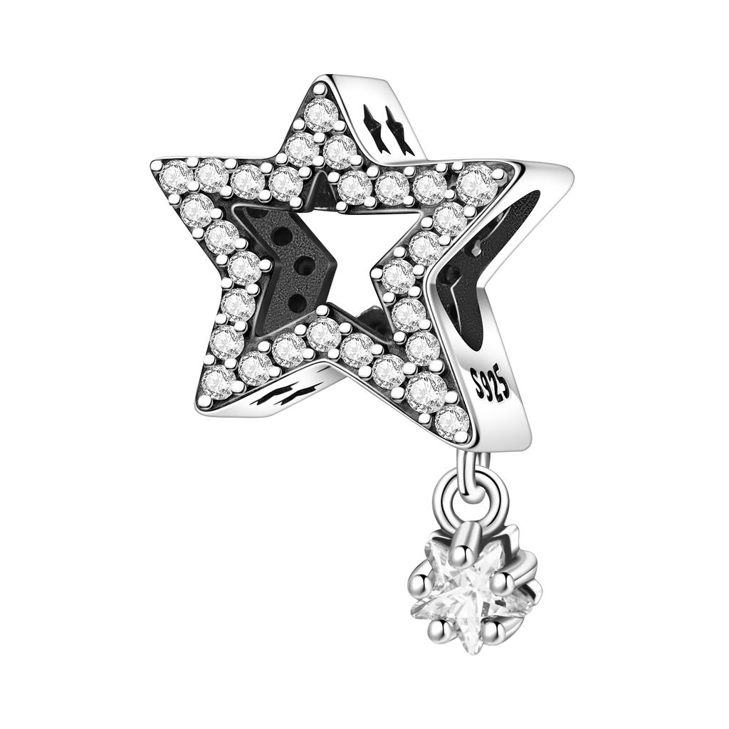NEW 925 Silver Charm Beads Fit Original Bangle DIY Star Moon Sun Cross Heart Designs Perfect Party Gift