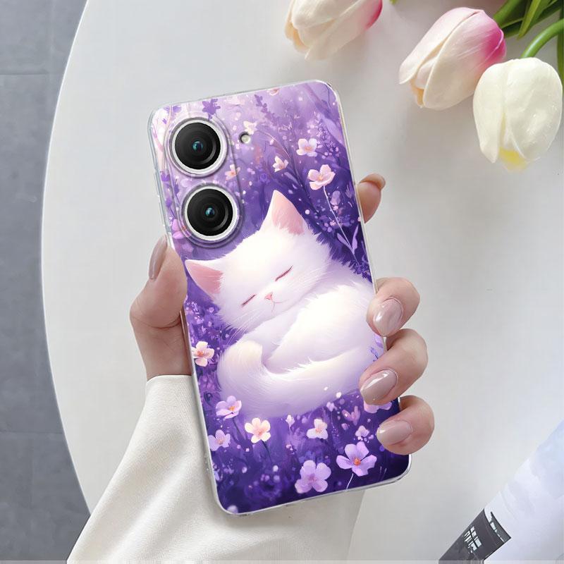 Per Custodia Asus Zenfone 9 10 Custodia Lussuosa Per Asus Zenfone 10 Marmo Fiore di Farfalla Cover Protettiva Trasparente in Silicone Morbido