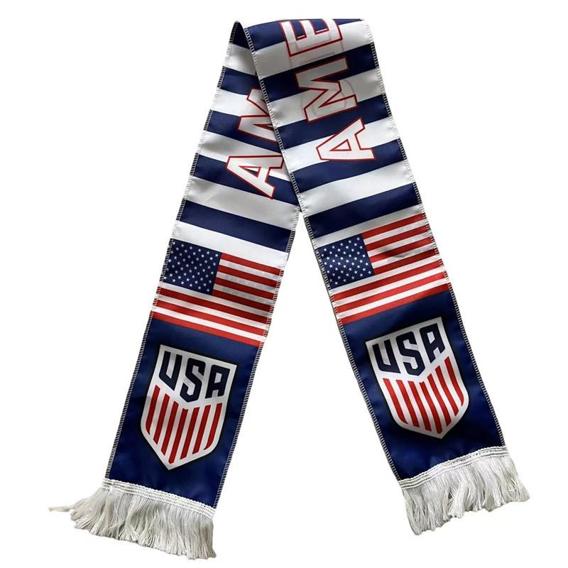 2026 World Cup Scarf Fan Scarf Polyester Neck Warmer Flag Soccer Stadium Team Support Tassel Less
