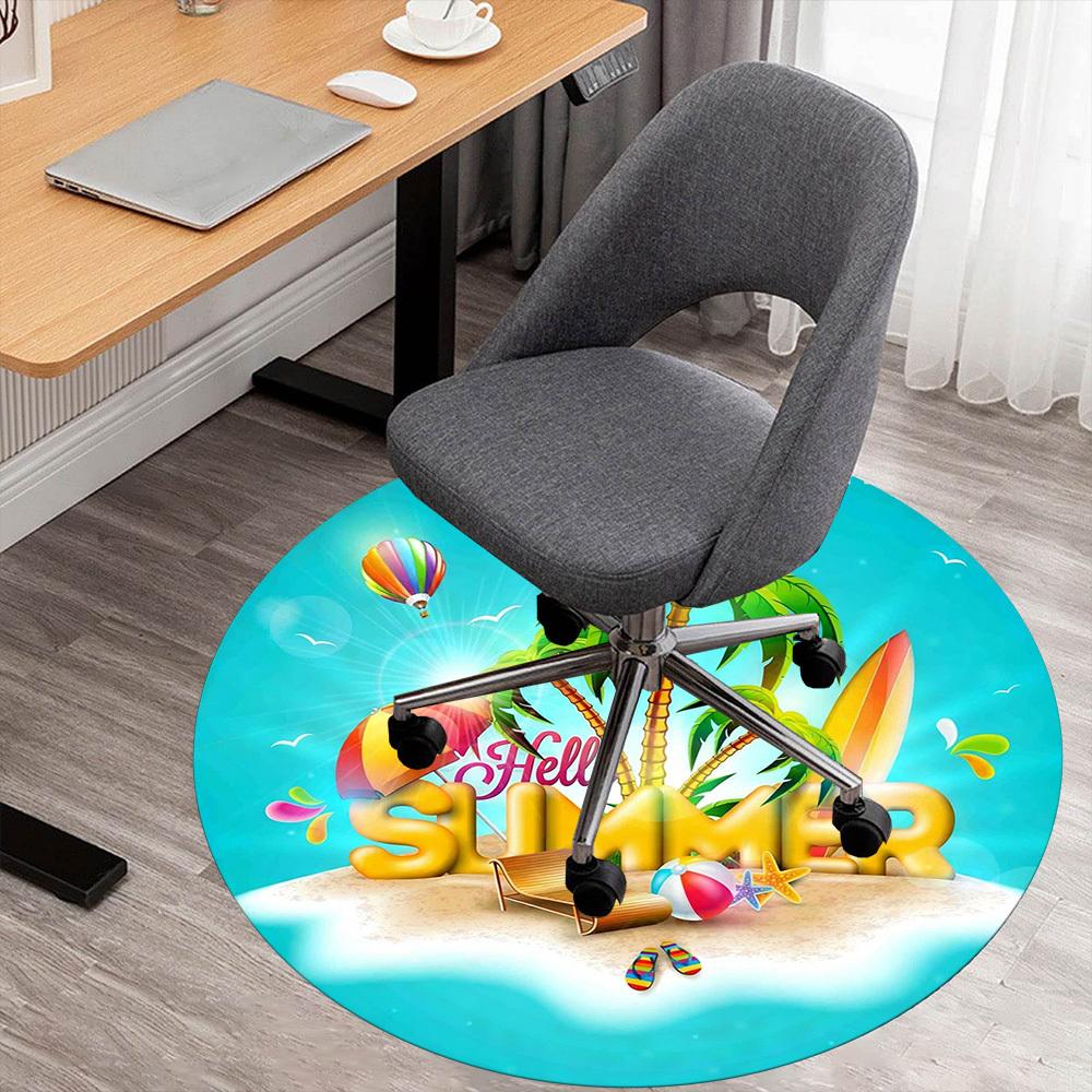 

1pc summer beach Round Chair mat office Area Rug - Non-Slip, Floor Mat for Office, Bedroom, Ideal home decor gift c0112060 80cm
