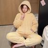 1011 New Coral Fleece Pajamas Women's Winter Sweet and Cute Fleece Thickened Flannel Girls Loungewear Set