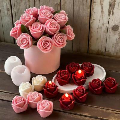 3D Rose Flower Aromatherapy Candle Silicone Mold for DIY, Baking, Plaster, & Soap Making