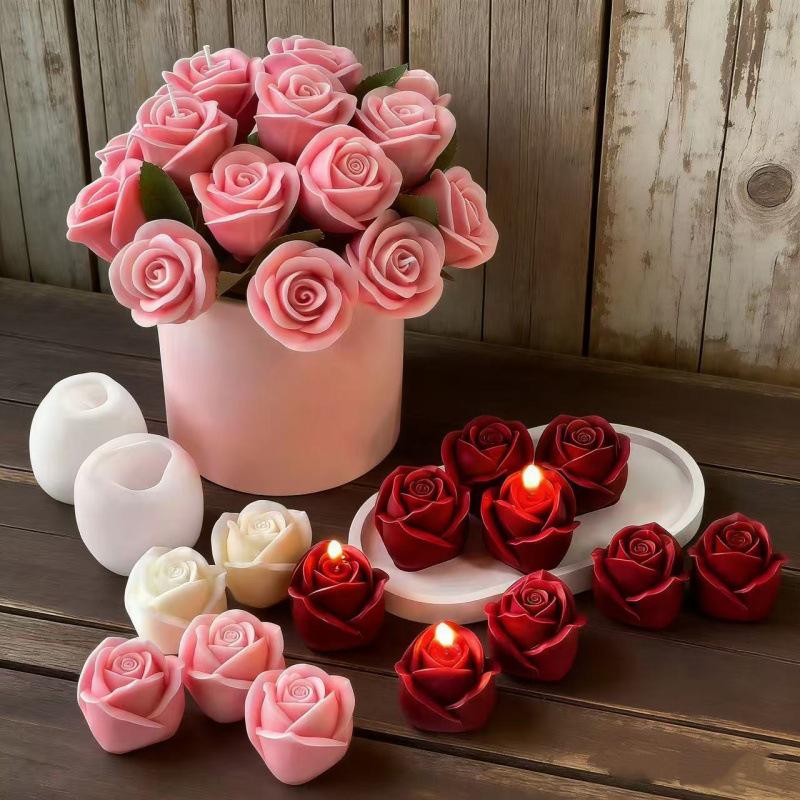 3D Rose Flower Aromatherapy Candle Silicone Mold for DIY, Baking, Plaster, & Soap Making