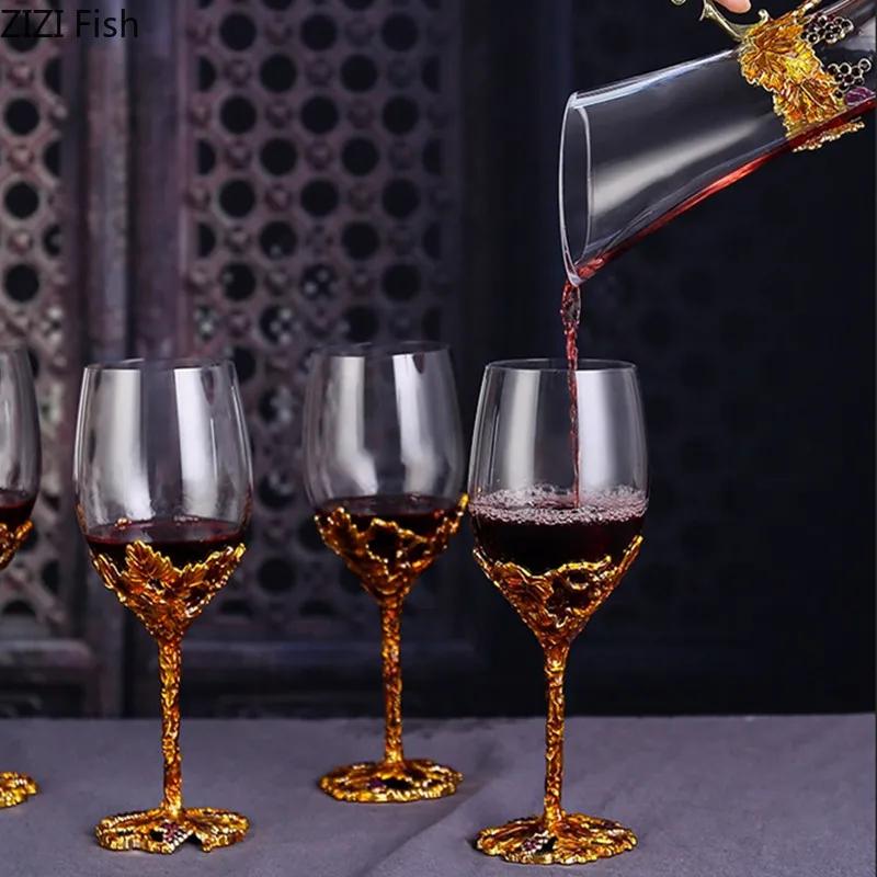 350ml Creative Crystal Glass Wine Glass Decanter Set European High-footed Cocktail Wine Glass Set Gift Box Wine Set Wedding Gift