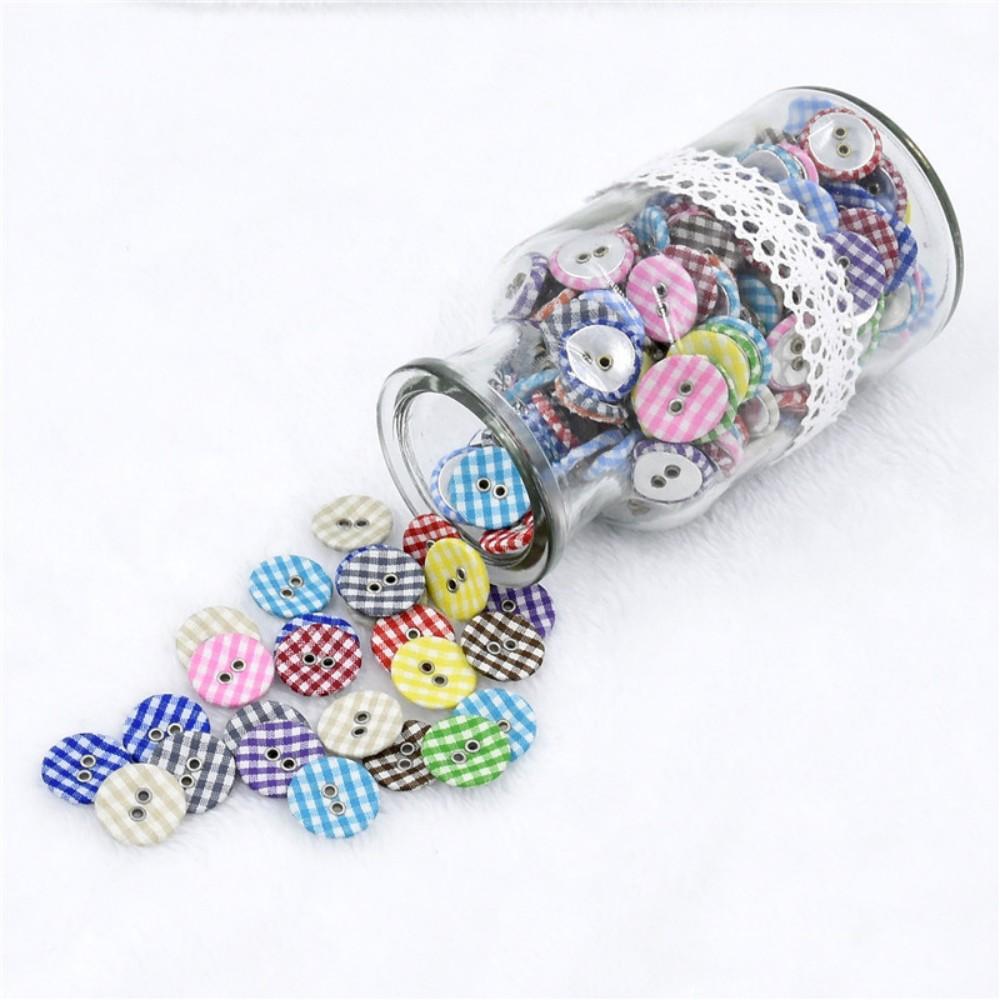 50PCS Multi-Color Round Button Plaid Button Love Scrapbooking for Wedding Decor Sewing Accessories