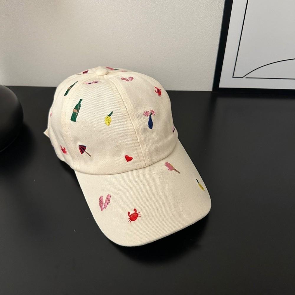 Cute Crab Embroidered Duck Tongue Hat Adjustable Sun Protection Hat Fashion Baseball Cap Outdoor бежевый