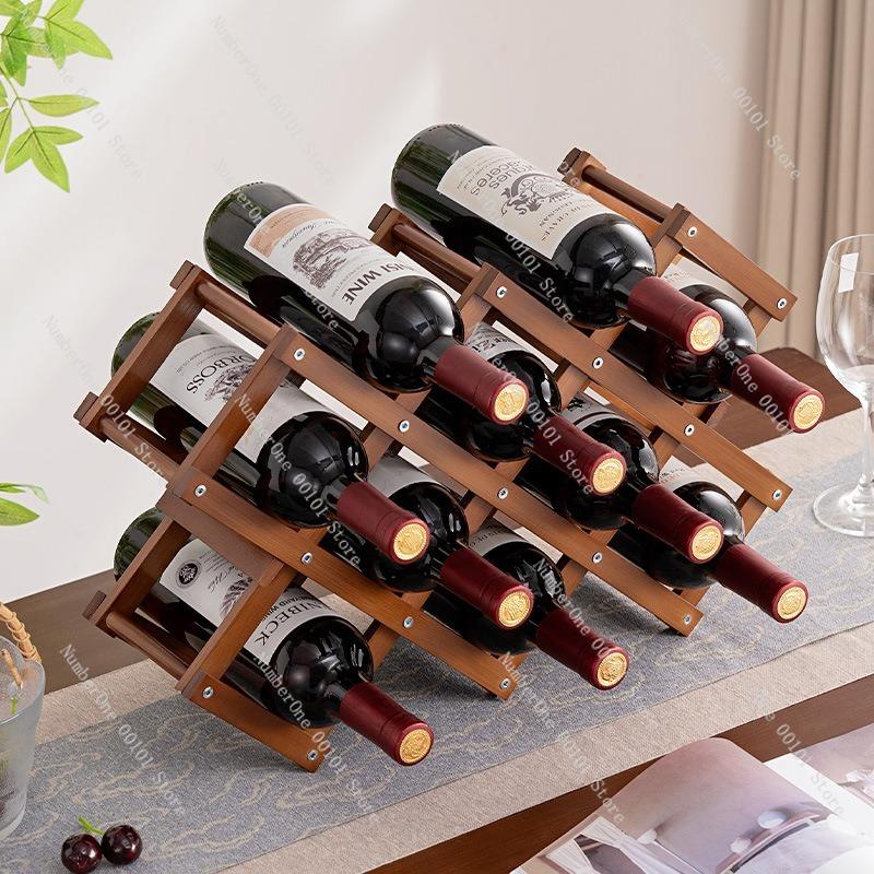 Desktop Wine Rack, Multi-Layer Wine Storage Rack, Red Wine Display Cabinet, Bamboo Bottle Holder for Home and Living Room