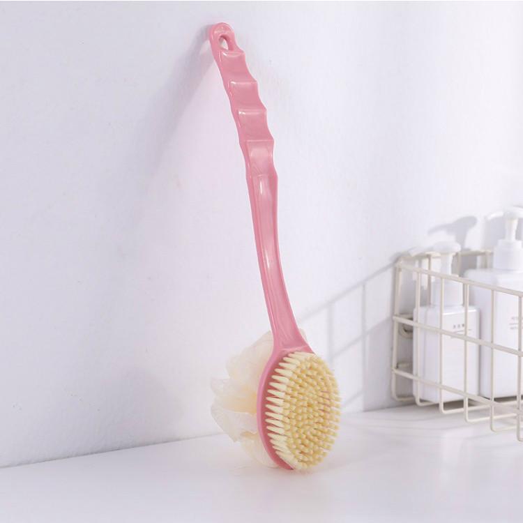 1PCS Soft-bristled Long-handled Back Scrubber with Bath Ball, Scrubbing Brush for Bathing, Adult Bath Brush, Back Brush, and Shower Brush 1pc розовый