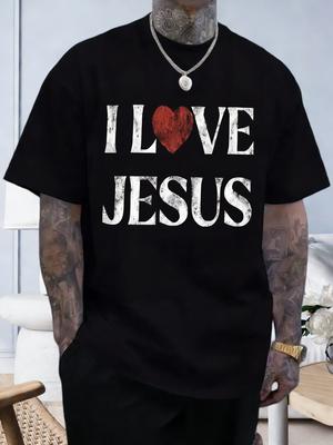 SpringSummer Vintage I Love Jesus Pattern Printed Cotton Tshirt Fashion Casual Short Sleeve Round Neck MensWomens Tshirts