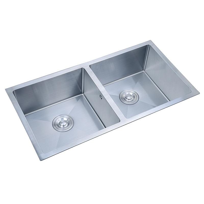 Manual Sink Kitchen Wash Basin Under The Table Basin 304 Stainless Steel Wash Basin Large Double-slot Embedded Pool Set
