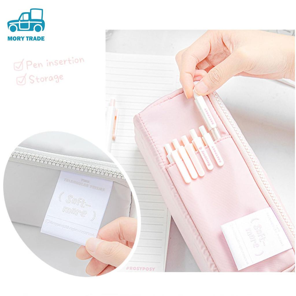 MORYTRADE Pencil Large 8 Pink Case, Capacity, Soft, Pockets,