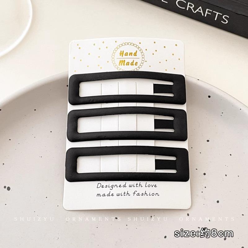 

3 шт./набор Базовые черные заколки для волос Женские Девичьи 6-8 см Заколка-утиный клюв Геометрические Челка Боковые Головные уборы Заколки Аксессуары для волос