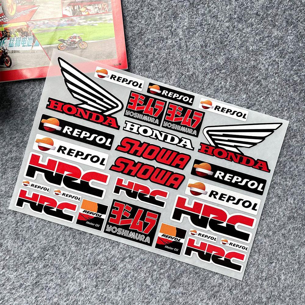 Honda Motorcycle Decoration Reflective Stickers Waterproof Scooter Helmet Decals HRC Modification Accessories Sponsor Stickers akn256