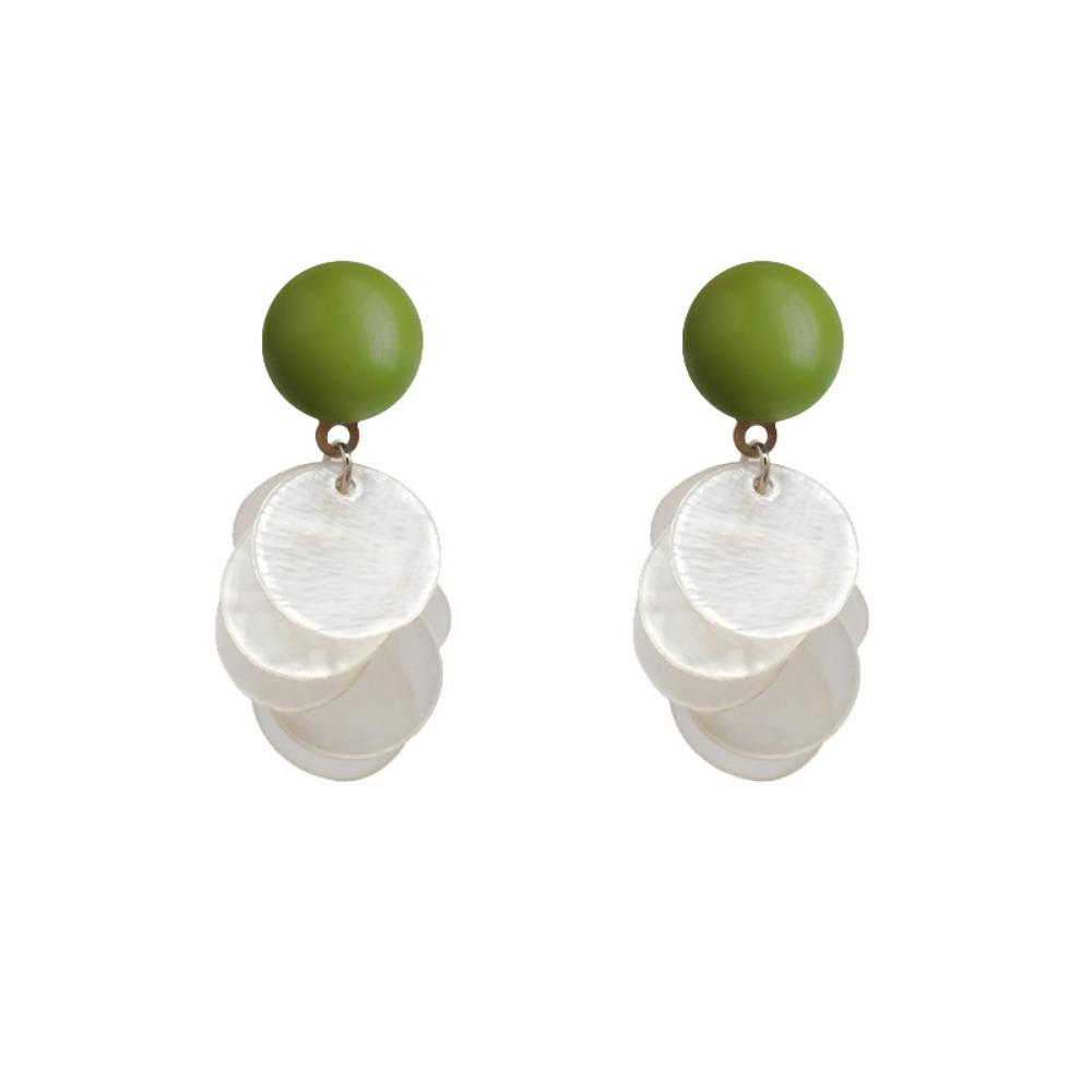 Silver Needle Earrings Women's Summer Stud Earrings Niche Design Earrings High-end Green Earrings