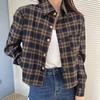 1116 New plaid shirt women's jacket women's loose long-sleeved stacked wear design sense retro casual plaid top trendy