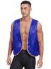 Men Christmas Halloween Dress-up Party Holiday Carnival Masquerade Prince Costume Open Front Satin Waistcoat Tops Stage Performance