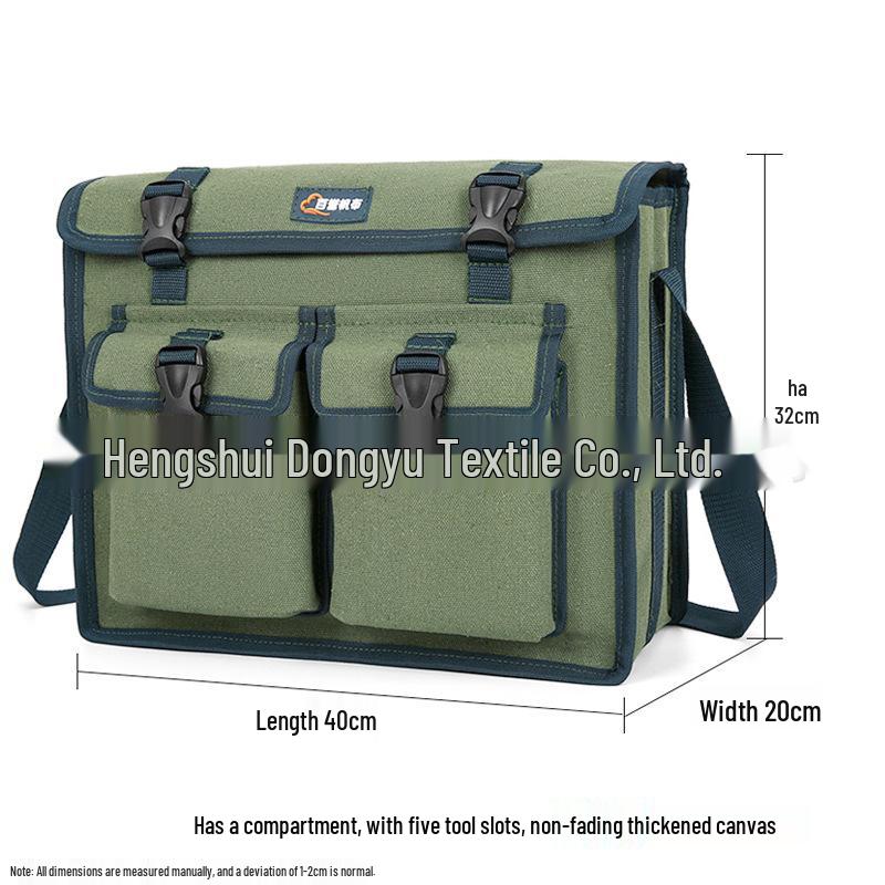 Durable Multi-Functional Canvas Tool Bag for Carpenters and Electricians - Large Capacity, Thickened, Wear-Resistant, Old-Fashioned Design