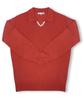DEVERRMAN V-Neck Contrast Polo Knit (Orange)