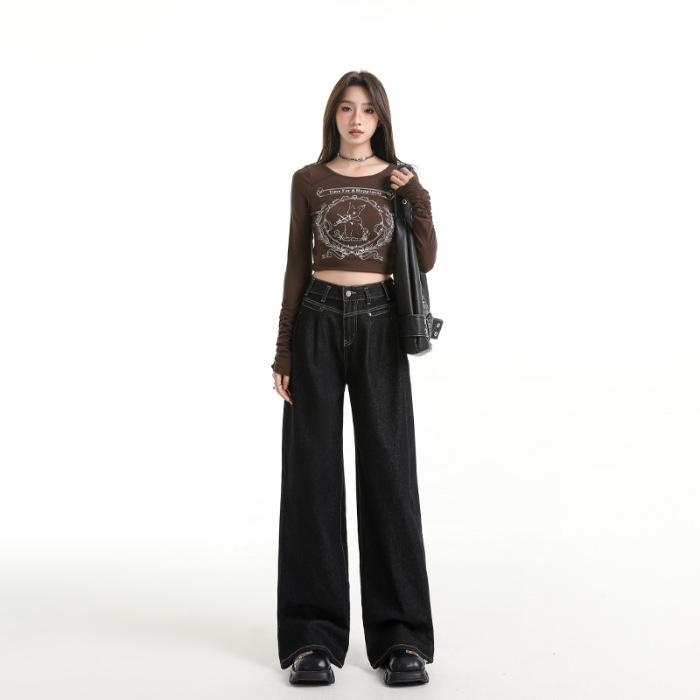 

Джинсы женские из супермягкого денима с широкими штанинами, весна, свободные узкие брюки в пол для женщин, весна 2XL