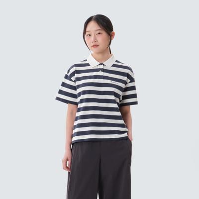 Cotton Women's Stripe Polo T-shirt Vintage Navy (S25MWFPS69)