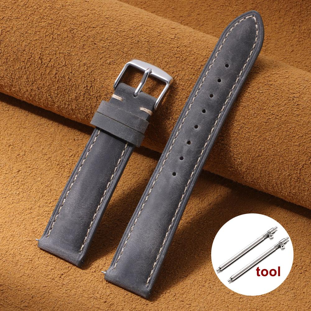 Wax Vintage Quick Release 24mm 22mm 20mm 18mm 16mm 14mm Genuine Leather Watch Bands for Men Women Top Grain Leather Watch Strap
