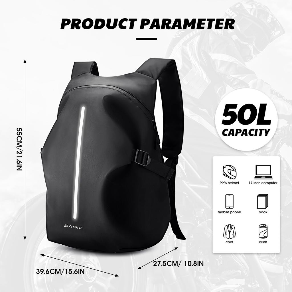 Motorcycle Backpack, Waterproof Helmet Backpack for Men, Motorcycle Accessories, Travel Backpack, Large Waterproof Storage Bag