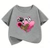 Leopard Love Heart Print TShirt Fashion T Shirt Girls Summer Casual Short Sleeve Tops TShirts Cute Girls Clothing