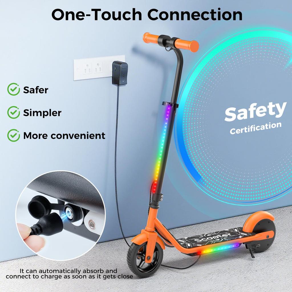 K2Pro Kids Electric Scooter 150W 2.6Ah Battery 3-Speed 5-16KM/H LED Light Deck & Stem Max Load 70KG Electric Scooter for Children