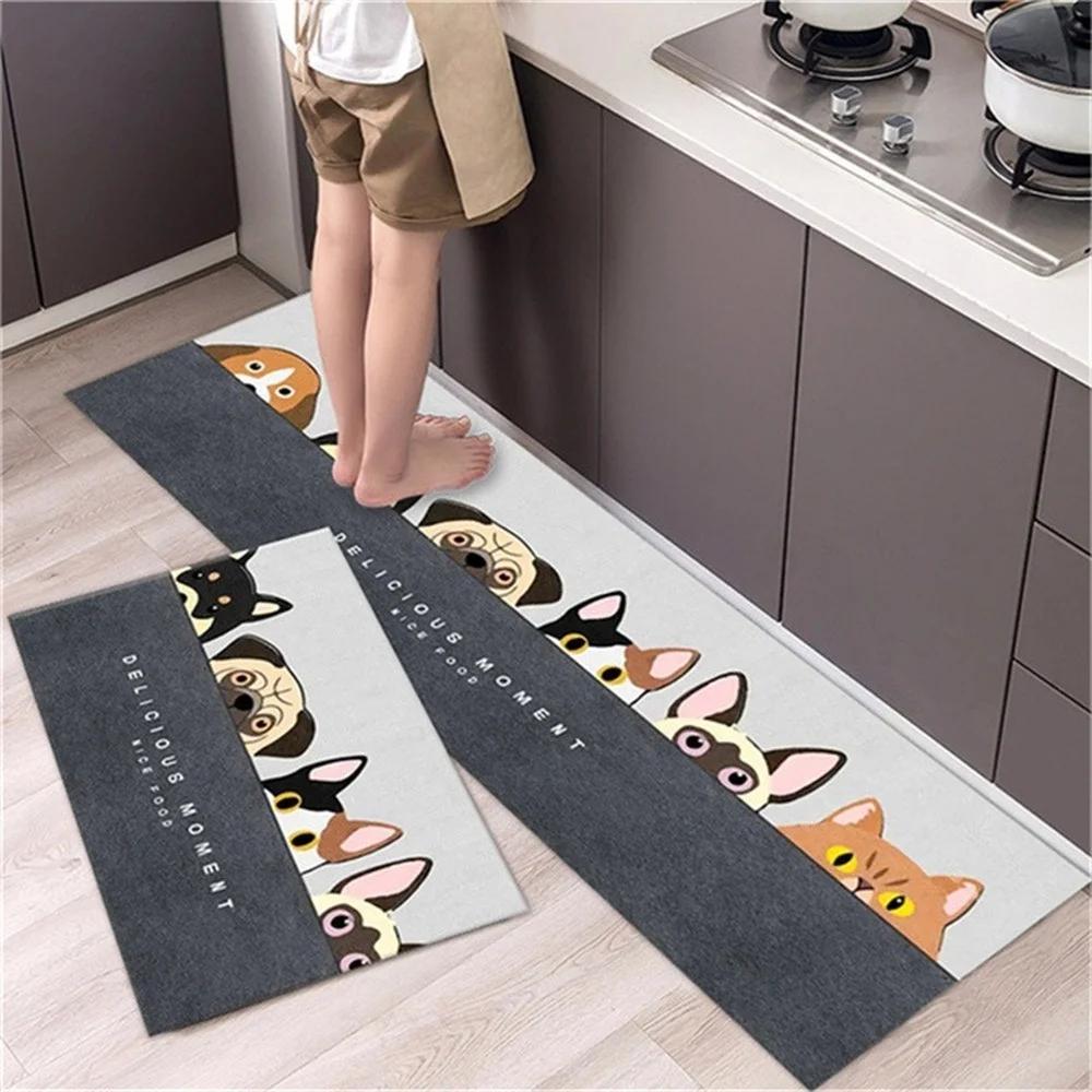 Cartoon Non-slip Soft Kitchen Mat Home Long Strip Kitchens Rug Set Entrance Doormat Washable Hallway Carpet Bath Living Room Rug