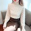Fashion New 2024 Autumn Winter Long Sleeve Half High Collar Velvet Lace Blouse Shirt Women Tops Blouses Shirts J753