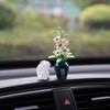 Sunflower Mini Car Decor Ceramic Vase Premium Dashboard Ornament Handmade Clay Art