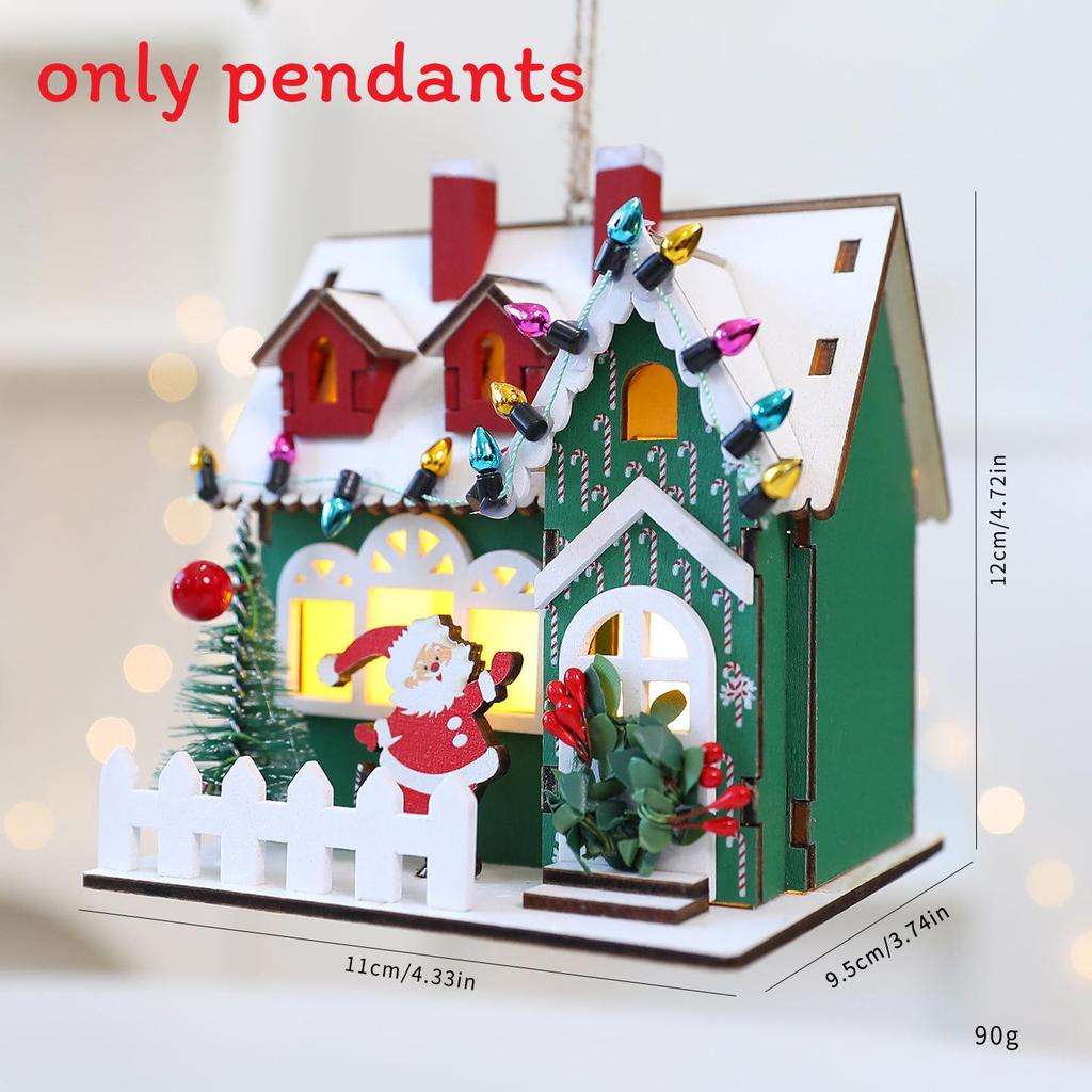 Christmas Wooden House Decor With Snowy Scene For Holiday Home Display