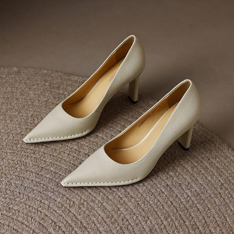 Fashion Comemore Spring Autumn Women High Heels Shoes Pointed Toe Shallow Pumps Dress Shoes for Women Fashion 6.5cm Chunky Heels Women