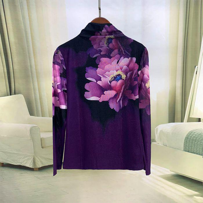 

Юго-Восточная Азия 2024 Женская футболка с плюшевой подкладкой, полувысоким воротником, сетчатым принтом, облегающая 4XL (for 140-150 lbs)