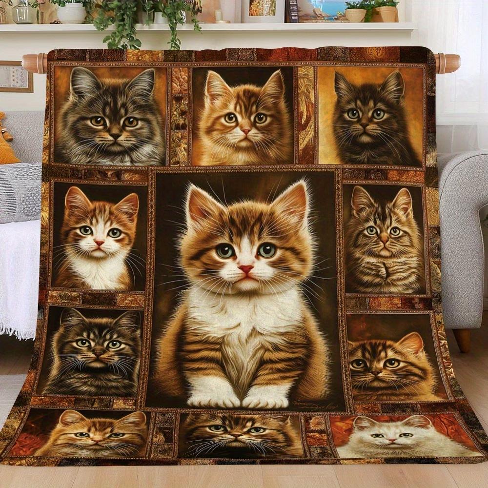

Fantasy Boho Cute Cat Blanket Comfortable Soft Flannel King Queen Style Sofa Lunch Blanket Living Room Bedroom Decoration Gift 130x150cm