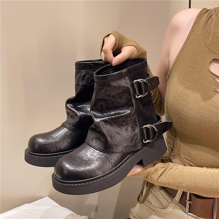 Buty Maillard krótkie botki damskie 2025 nowe buty Martin w stylu brytyjskim damskie wiosenno-jesienne pojedyncze buty retro buty na słupku