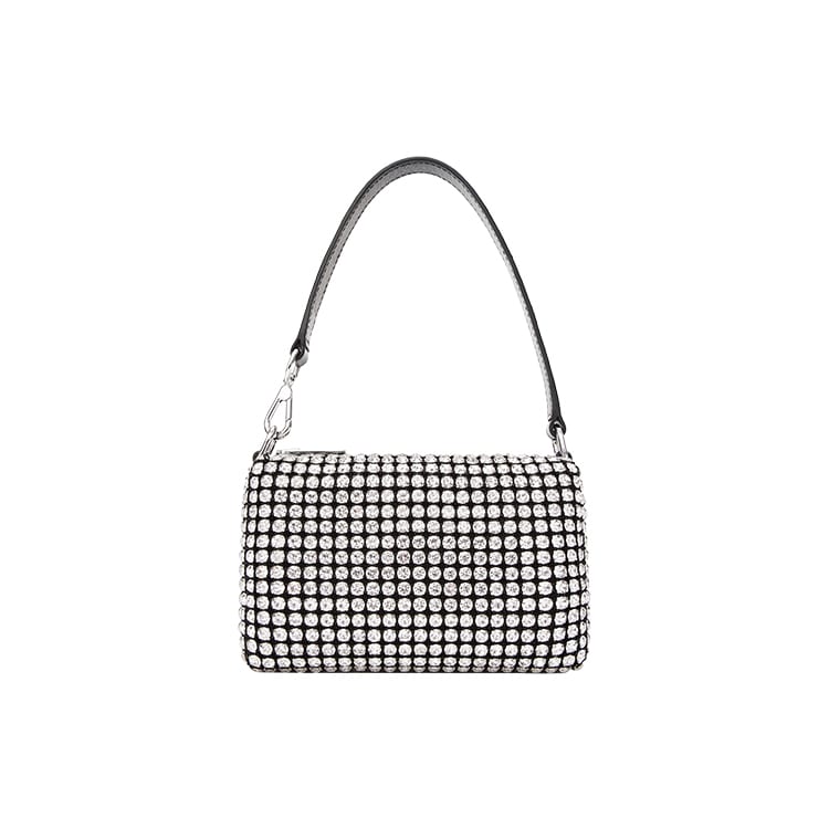 Alexander Wang Rhinestone Clutch Underarm One Shoulder Handbag Mini Women's White Zircon 20C220P265