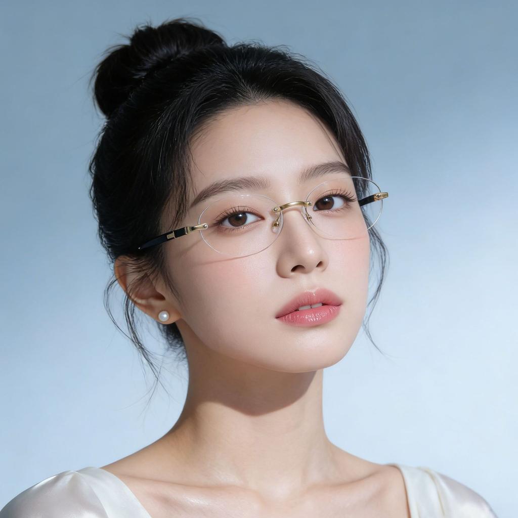 Sunglasses Personality Versatile Trend Retro Women's Oval Metal Frameless Trimmed Sunglasses