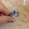 Luxury Blue Zirconia Hollow Butterfly Ring for Women Rhinestones Heart Flower Bow Crown Finger Ring Charms Engagement Jewelry