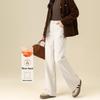 Women's 2024 Winter White Slim Straight Wide-Leg Fleece Jeans