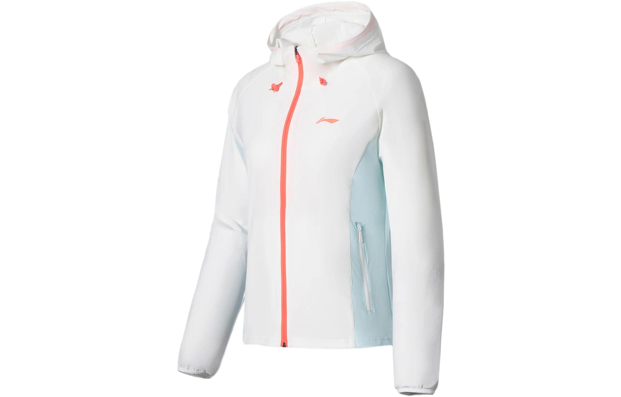 Li Ning Jacket Women s Standard White Aqua Blue AFDS346-9 M