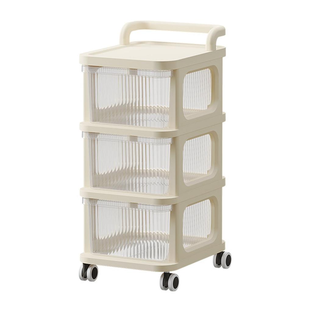 Drawer Storage Cart with Organizer Top Transparent Rolling Storage Cart with Smooth 4 Wheel Roll