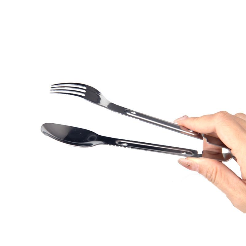 

Outdoor multifunctional 3-in-1 creative EDC tableware, spoon and fork, can be used separately or combined into a food clip серебряный