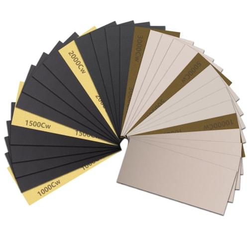 BODHTAT Waterproof Sandpaper Set, 30 Sheets, 6 Types, #1000-10000 Grit, 230 x 93mm (5 Sheets Each of 1000, 1500, 2000, 3000, 5000, and 10000 Grit). Pe