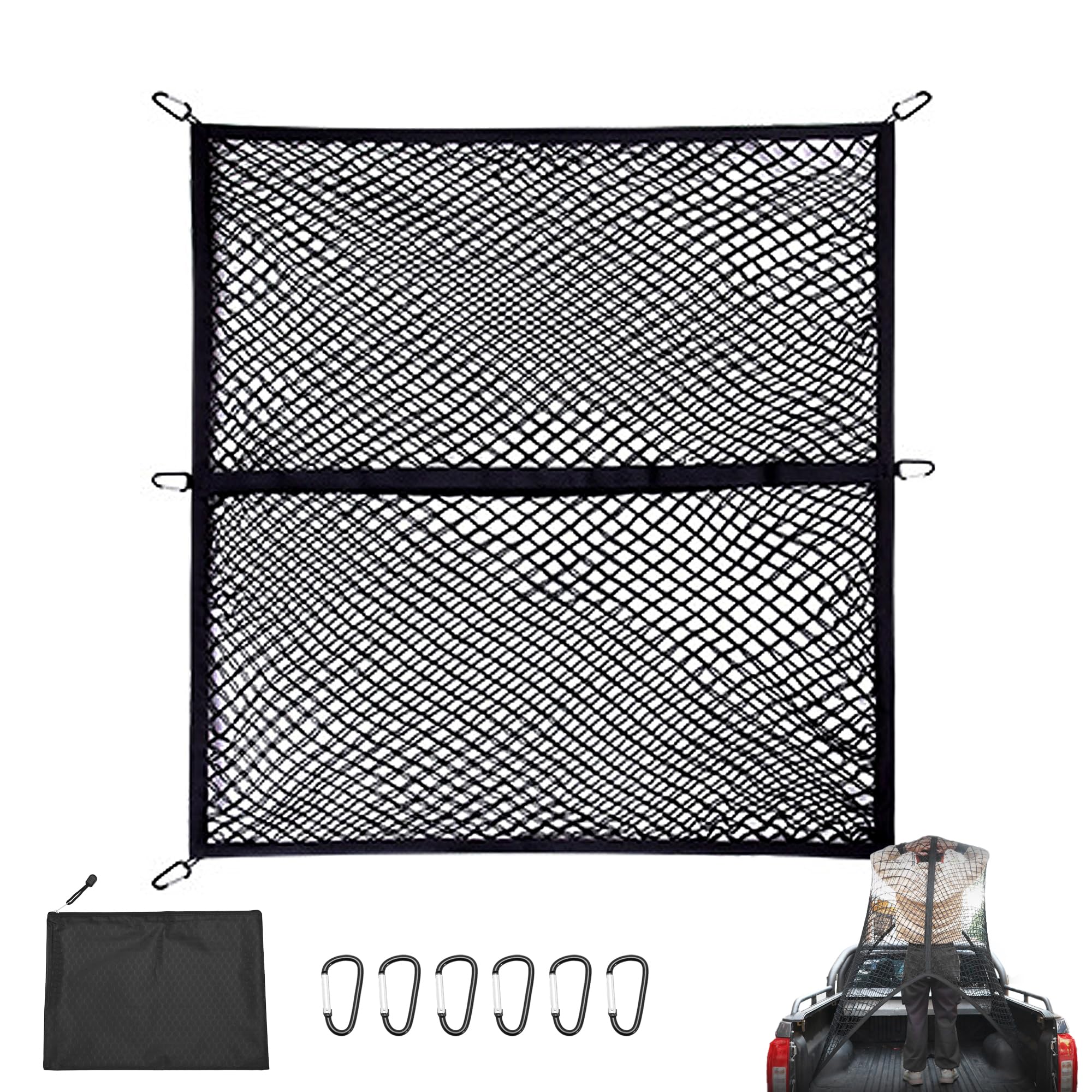 

rloao Груз 120x120см Высокий Большой Груз на Крышу Закрепляет Предотвращает и Больше Шесть Карабинов и Сетка для Хранения Высокой Эластичности, (Макс. 240x240 см), чёрный