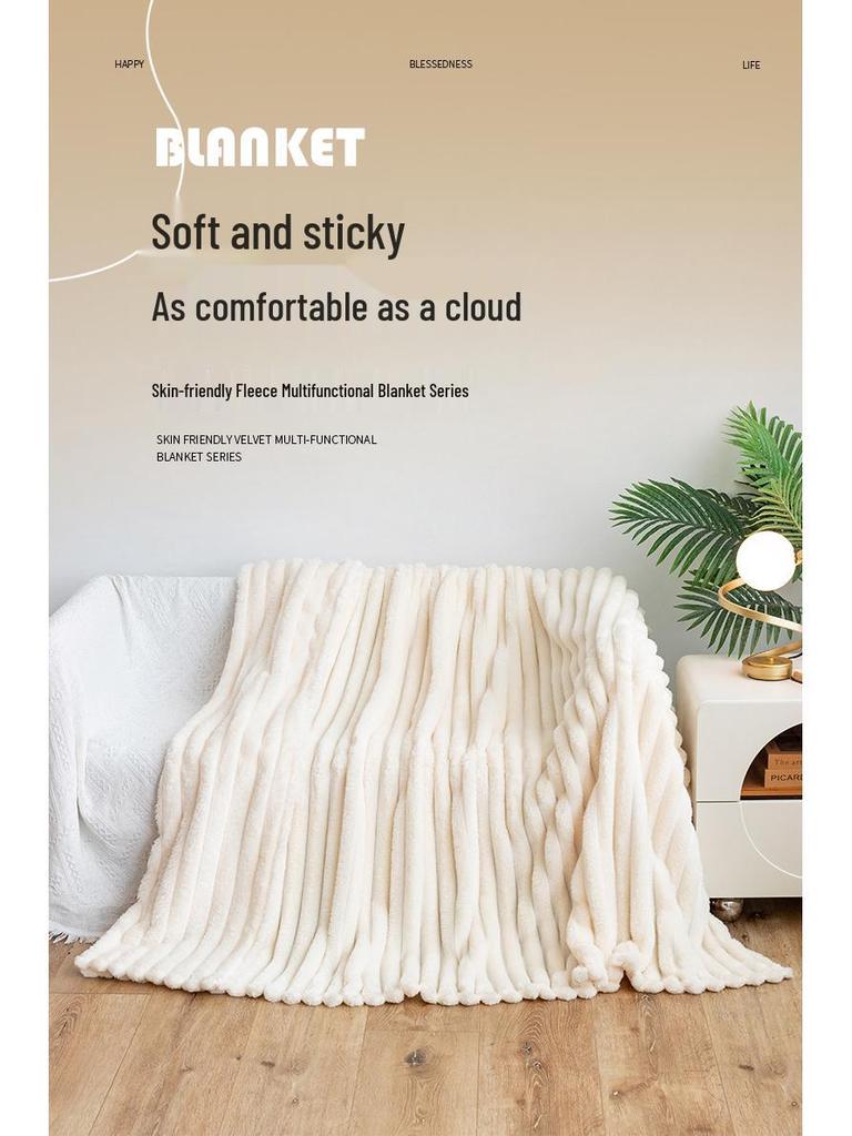 Cross-Border Flannel Rabbit Plush Blanket: Multifunctional Sofa Cover and Thick Winter Nap Blanket